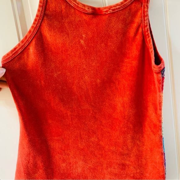 Karma Circle USA Red Orange Rainbow Ruffle Textured Cotton Tank Top | Large - Picture 6 of 6